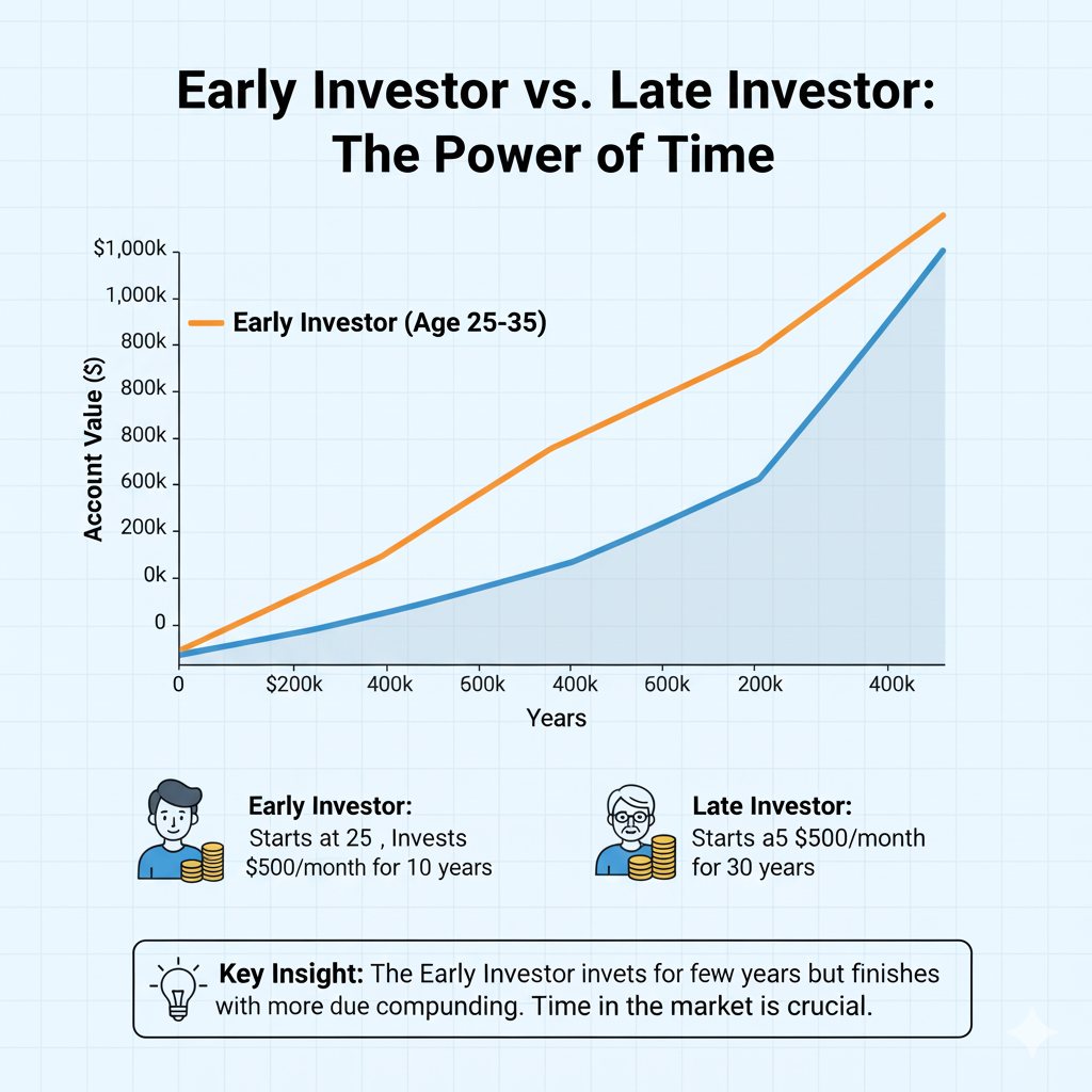 Chart comparing early investor vs late investor outcomes